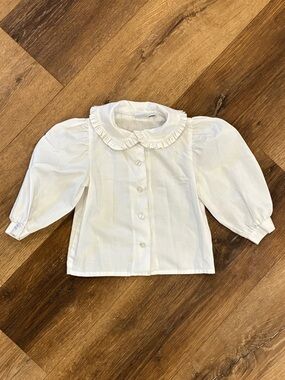 Fast Friends White Long Sleeve Collar Button Up Shirt Blouse Top 12m